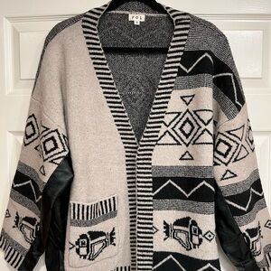 POL Women's Black/Tan Cardigan Sweater Size Small NWT